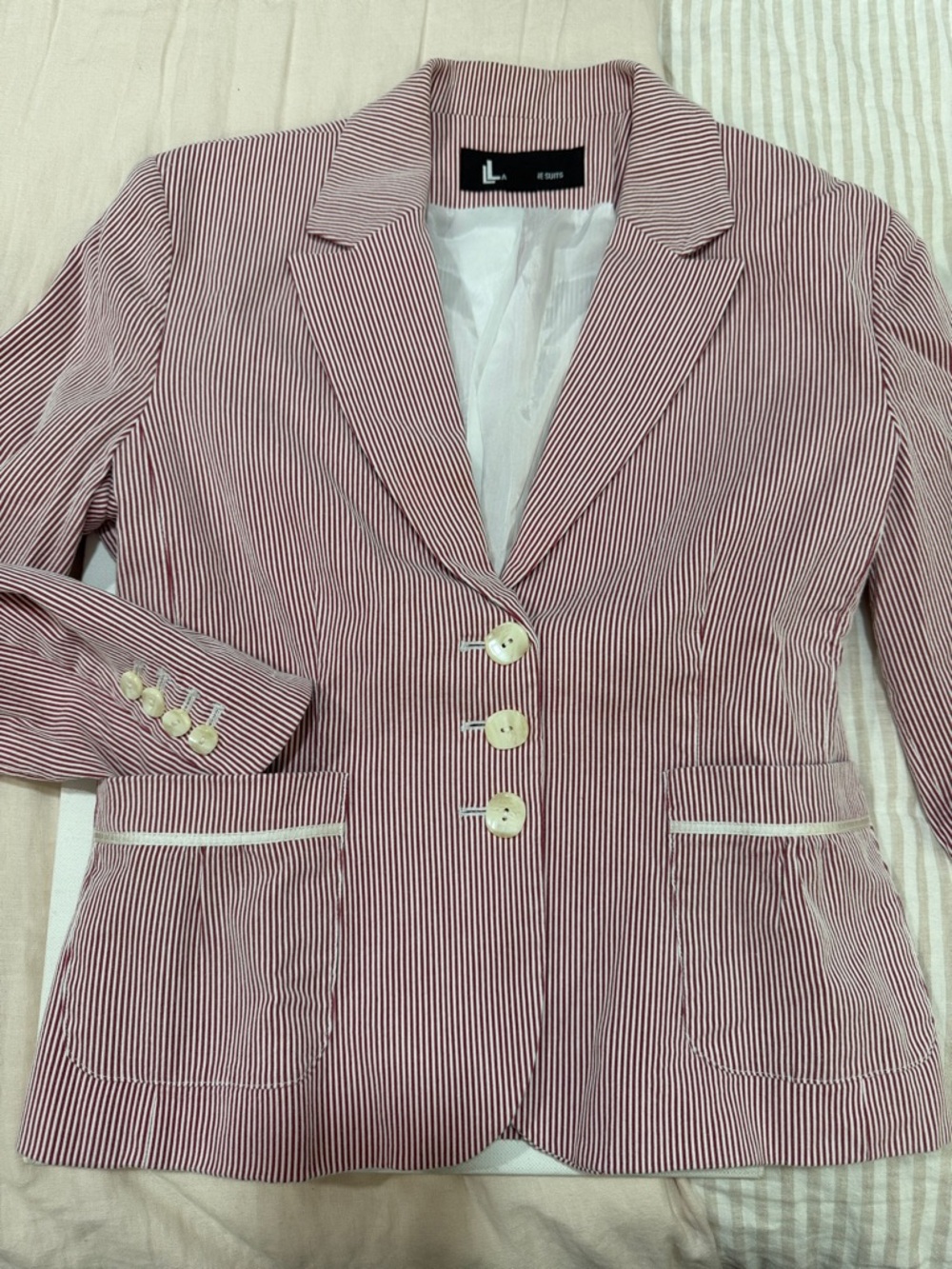 Vintage Pink and White Pinstripe Blazer